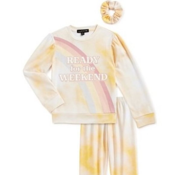 Girls 2-Piece Pajama Set with matching Scrunchie - Picture 1 of 2